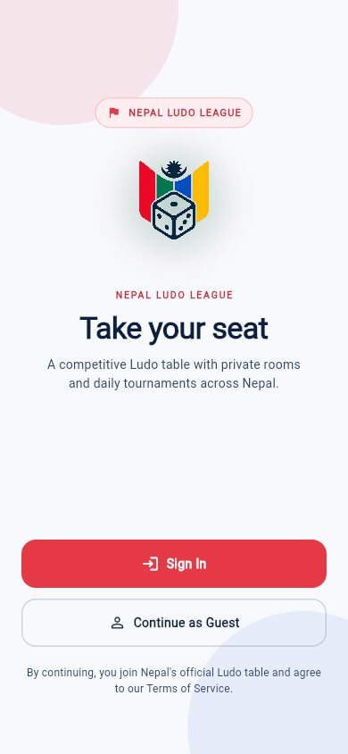 Nepal Ludo League app onboarding screen